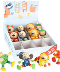 Löwe, Elefant, Frosch, Bär aus feingeschliffenem, lackiertem Holz, bewegen ihre Gliedmaßen flexibel in alle Richtungen, Holzfiguren Tiere, Legler small foot