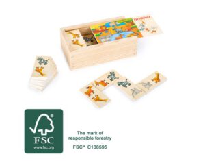 Dieses Dominospiel aus robustem, FSC 100%-zertifiziertem Holz mit lustigen Safari-Tieren bietet eine Menge Spielspaß, ein Legler small foot Markenprodukt...