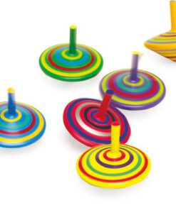 Der Klassiker unter den Holzspielzeugen, Holzkreisel im 6er Set in verschiedenen Farben bunt gestreift, tolle Farbeffekte, Legler small foot Markenprodukt
