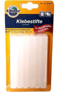 12 Klebestifte für Heißklebepistolen 40 W, für Holz, Holzwerkstoffe, Papier, Pappe, Textilien, Glas, Keramik, Kunststoffe, Metall, Farbe: transparent