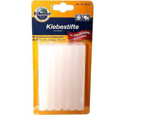 12 Klebestifte für Heißklebepistolen 40 W, für Holz, Holzwerkstoffe, Papier, Pappe, Textilien, Glas, Keramik, Kunststoffe, Metall, Farbe: transparent