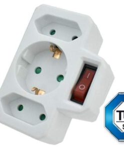 Steckdose 3-fach mit Schalter, 1 Schuko-, 2 Euro-Steckdosen, nur für trockene Innenräume, abgedeckte Schutzkontakte, TÜV geprüfte Markenware: Filmer...