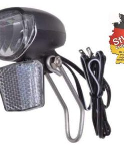 LED-Scheinwerfer mit Ein-/Ausschalter und Kabel, 30 LUX, integrierter Reflektor und Halterung, für Nabendynamos geeignet, Prüfzeichen: K-1585 und K-1353...