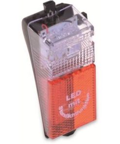 LED-Rücklicht mit bruchsicherem Reflektorgehäuse, für Schutzblechmontage, für Nabendynamo geeignet, inkl. 2 Mignon-Alkaline Batterien, geprüfte Sicherheit...