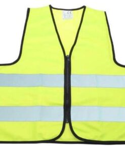 Kinderwarnweste für mehr Sicherheit im Straßenverkehr, mit Reißverschluss, passt auch über Jacken, 2 Reflektorstreifen, waschbar, Größe L, Farbe: gelb..