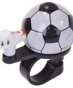 Kleine Fahrradglocke im Fussball Design, Fußballschuh als Hebel, Klangkörper aus Aluminium, Kunststoffhalterung, Maße: Ø 38 mm, Farbe: schwarz/weiß...