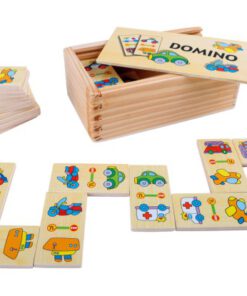 Schönes Fahrzeuge Dominospiel aus massiv gepresstem Holz, 28 Teile in Holzbox 14 x 8 x 5 cm, Legler small foot Markenprodukt...