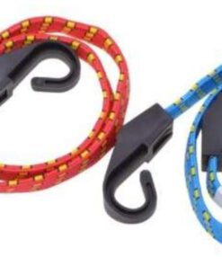 Elastischer Gepäckstrang im 2er-Set mit zwei Kunststoffhaken, Farbe: rot-blau, Maße: Ø 15 x 660 mm, dehnbar bis 1200 mm...