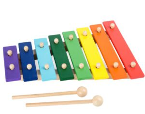 Das ideale erste Musikinstrument Für die musikalische Früherziehung, Xylophon Kunterbunt, 8 Noten 33 x 23 cm, Holzspielzeug aus dem Hause Legler small foot.