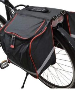 Praktische und qualitative Fahrrad-Doppeltasche für den Fahrrad-Gepäckträger, mit seitlichen Reflektorstreifen. Inhalt: je Tasche 17 Liter...