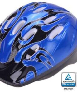 Kinderhelm mit Insektenschutz für Radfahrer Kopfumfang 52 – 56 cm – einstellbar, TÜV/GS schwarz blau 52-56 cm, Material: PVC/EPS...