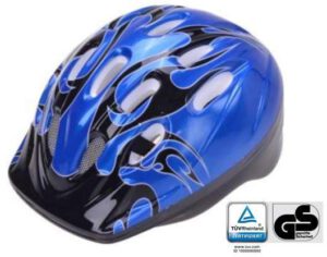 Kinderhelm mit Insektenschutz für Radfahrer Kopfumfang 52 – 56 cm – einstellbar, TÜV/GS schwarz blau 52-56 cm, Material: PVC/EPS...