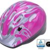 Kinderhelm mit Insektenschutz für Radfahrer Kopfumfang 52 – 56 cm – einstellbar, TÜV/GS geprüft, Farbe: silber-rosa 52-56 cm, Material: PVC/EPS...