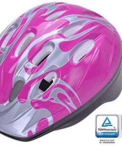 Kinderhelm mit Insektenschutz für Radfahrer Kopfumfang 52 – 56 cm – einstellbar, TÜV/GS geprüft, Farbe: silber-rosa 52-56 cm, Material: PVC/EPS...