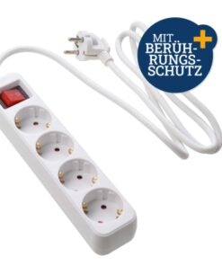 4er-Steckerleiste mit Schalter, 4 Schuko-Steckdosen für trockene Innenräume, mit Berühungsschutz, 1,40 m mit Schuko-Stecker, Intertek/GS geprüft...