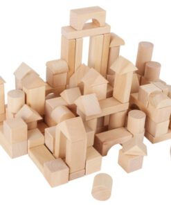 Holzbausteine, natur, hoher Spielwert, 100er-Pack naturbelassen Im praktischen Leinensack Beutel, in verschiedensten Formen, Legler small foot...
