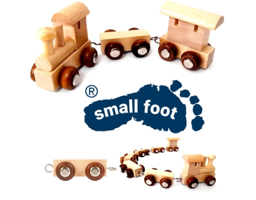 Mini Holzzug / Buchstabenzug 3er Set, Lokomotive mit Anhänger und Waggon -  Legler small foot - NiMM`s MiT