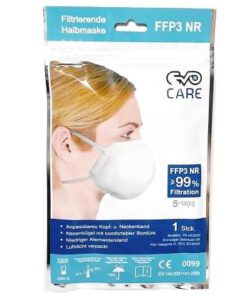 CE zertifizierte FFP3 Maske für Mund und Nase, Atemschutzmaske mit 99% Filtration, 5 Lagig, Kopf- u. Nackenband, EU Norm, einzeln Luftdicht verpackt...