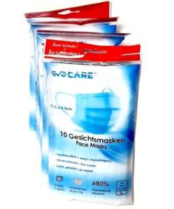Gesichtsmasken 5 Packungen a 10 Stück im Paket, mit Nasenbügel und Ohrschlinge, hautfreundlich und weich, Labor getestet, 3 Lagig, Filterleistung bis 80%...