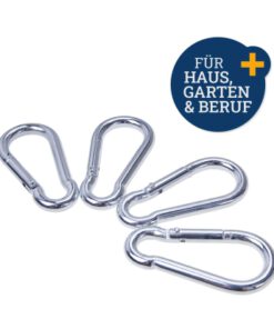 Karabinerhaken 4er-Set für Haus, Garten und Beruf, Material: verzinktes Eisen, ohne Schraubsicherung, Maße: 80 x 38 x 8 mm, Marke: Filmer...