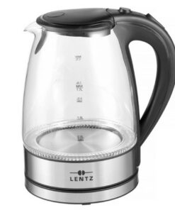 Glas-Wasserkocher der Marke Lentz, TÜV / GS- geprüfte Qualität aus Glas/Edelstahl, Volumen: 1,7L, tolle Beleuchtung mit blauem LED-Licht...