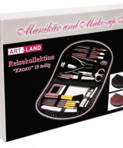 Ob zu Hause oder als Reisekollektion, 19-teiliges Maniküre & Make-Up Set, inkl. Etui Kosmetikspiegel, Nagelfeile, 3 Nagelknipser, Nagelschere, Pinzette..