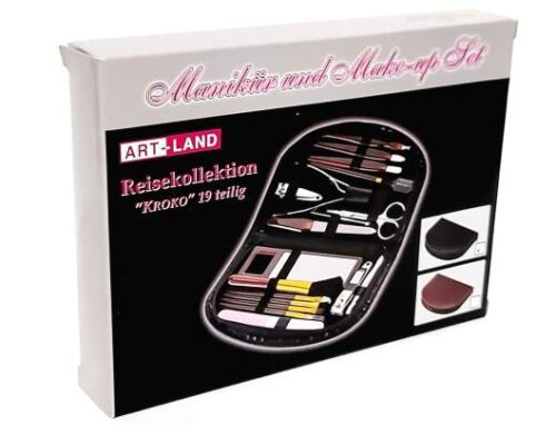 Ob zu Hause oder als Reisekollektion, 19-teiliges Maniküre & Make-Up Set, inkl. Etui Kosmetikspiegel, Nagelfeile, 3 Nagelknipser, Nagelschere, Pinzette..