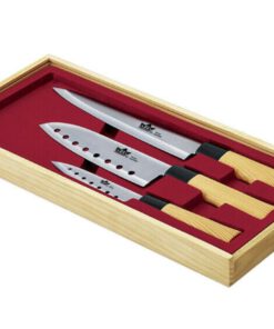 Die optimale Grundausstattung für jede Küche, Messerset Nara 3-teilig mit scharfen rostfreien Hartstahlklingen im Holzkasten...