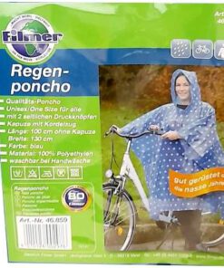 Regenponcho Quality Blue, Unisex/One Size für alle, mit 2 seitlichen Druckknöpfen, Kapuze mit Kordelzug, Länge: 100 cm ohne Kapuze, Breite: 130 cm, Waschbar