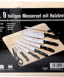 SBS Küchenmesser Messerset 9-teilig aus Edelstahl mit Holzbrett – Bild 2